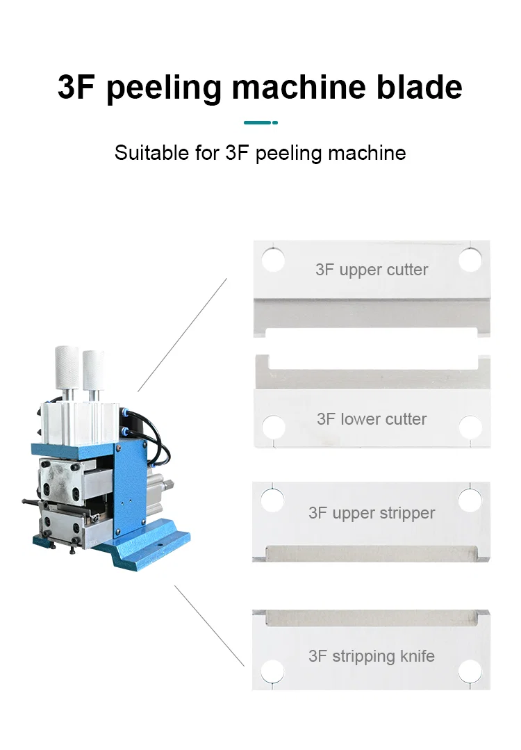 Wire stripper blade, vertical electric skinning blade, 3F core wire cutter blade, pneumatic skinning machine blade Cuchilla pelacables, cuchilla de pelado eléctrica vertical, cuchilla de corte de alambre de núcleo 3F, cuchilla de máquina de pelado neumático