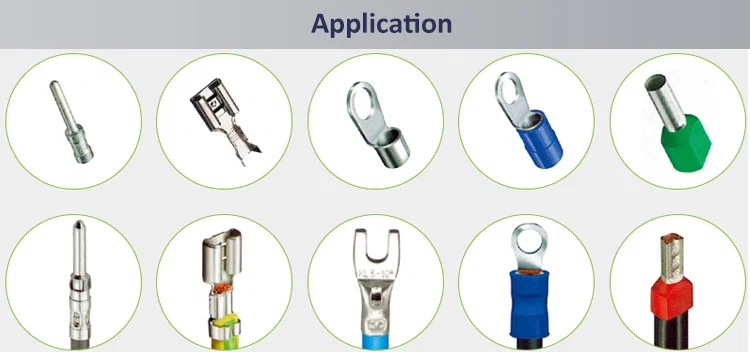 aplicación de la herramienta de engarzado de cables, engarzadora de cables eléctricos, engarzadora de terminales
