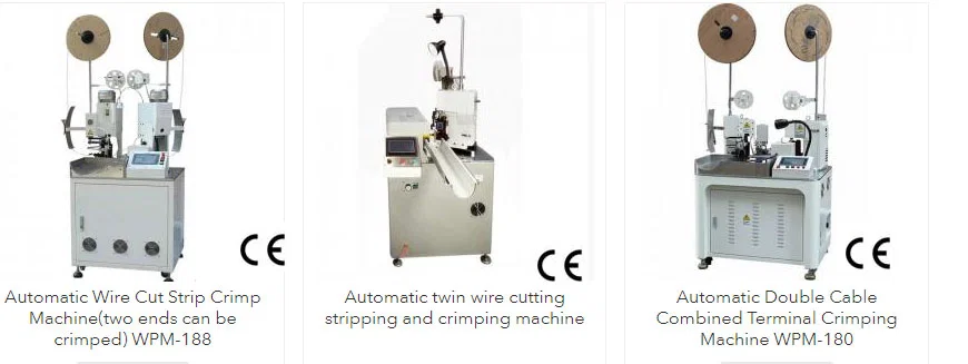 Máquinas totalmente automáticas para el corte, pelado y crimpado de terminales de alambre con precisión.
