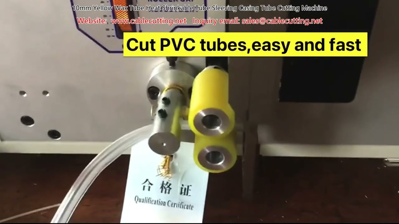 Máquina cortadora de tubos termocontráctiles de cera amarilla de 10 mm - Corte preciso para manguitos y fundas