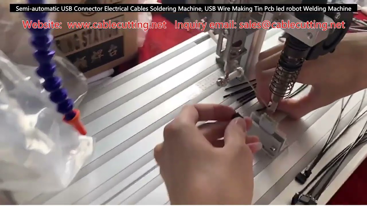 Máquina semiautomática de soldadura para conectores USB y cables eléctricos: estañado de PCB y ensamblaje LED robot