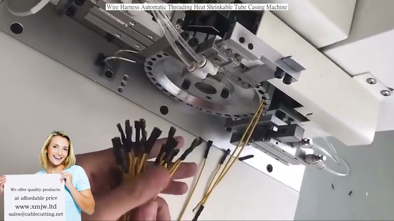 Máquina Automática de Enhebrado y Colocación de Tubos Termorretráctiles para Arneses de Cables