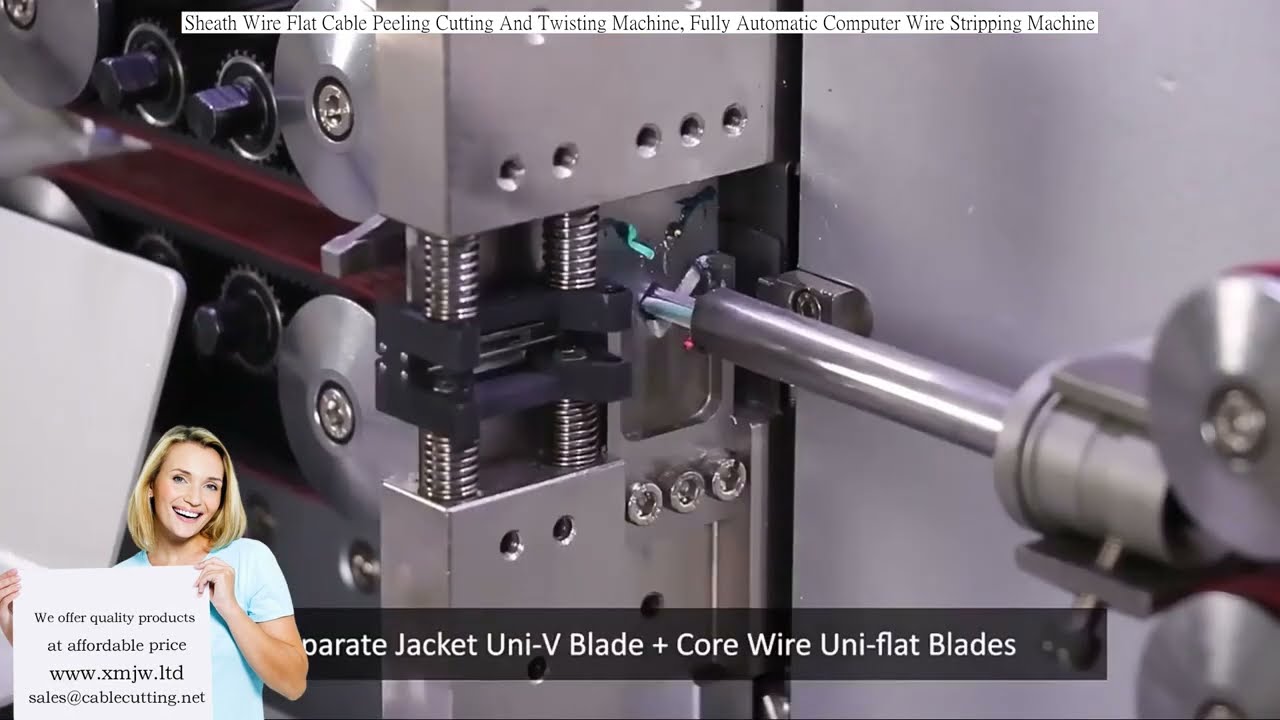 Máquina peladora, cortadora y torcedora de cables planos con funda, totalmente automática